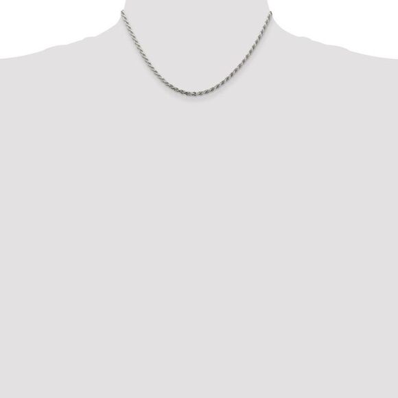2.75mm Sterling Silver, Diamond Cut Rope Chain Necklace, 16 Inch - Picture 2 of 6